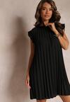 Czarna Plisowana Sukienka Mini z Falbankami Trinida