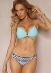 Bikini Albastru Push Up cu Slip cu Model Mozaic Malandra