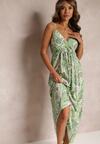 Rochie verde evazată din viscoză cu imprimeu fantezie Eirlina