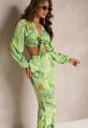 Set Verde Două Piese cu Top Legat și Pantaloni Lărgi Heathei