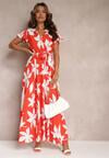 Rochie Maxi Viscoză Roșie cu Elastic în Talie și Pliu în Partea Inferioară Martisa