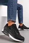 Czarno-Białe Sznurowane Sneakersy na Grubej Podeszwie Sayre