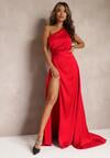 Czerwona Elegancka Sukienka na Jedno Ramię o Asymetrycznym Fasonie Leylane