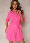 Rochie Cămașă Roz Mini cu Curea Andreola