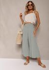 Pantaloni largi verde deschis talie înaltă lungime 7/8 Rathi