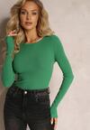 Zielony Sweter z Prążkowanej Dzianiny i Guzikami Amillian