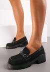 Mocasini Negri Slip-On cu Aplicație Metalică pe Talpă Groasă Breez