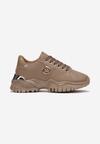 Sneakers bej închis la gleznă cu aplicații metalice pe talpă groasă Umsine