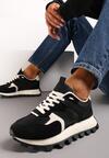 Czarne Sneakersy przed Kostkę na Grubej Podeszwie Erianeh