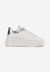 Sneakers Albi-Argintii cu Platformă și Aplicații la Șireturi Khirlie