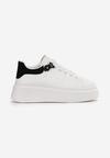 Sneakers Albi cu Platforma și Șireturi cu Aplicație Khirlie