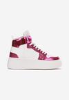 Sneakers Albi-Fucsia cu șireturi cu sclipici și inserții metalice Sareena
