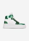 Sneakers albi-verzi cu șireturi cu sclipici și inserții metalice Sareena