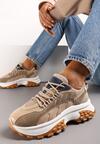 Sneakersi Bej Închis Cu Talpă Groasă Șireturi Și Glezni Înalte Amelm