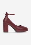 Burgundy Jenolite Pantofi cu Cataramă la Glezna cu Toc Înalt Rayisa
