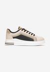 Sneakers Bej Brocat cu Talpă Plată până la Gleznă Eshene