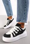 Biało-Czarne Sneakersy na Grubej Podeszwie przed Kostkę Alisis