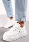 Białe Sneakersy na Grubej Podeszwie przed Kostkę Alisis