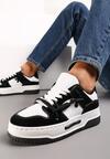 Czarne Płaskie Sneakersy na Grubej Podeszwie z Podwójnym Sznurowaniem Eliannah