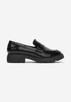 Mocasini Negri Slip-On cu Bareta Decorativa pe Talpa Joasa cu Protector Abellia