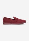 Mocasini bordo din imitație de piele întoarsă cu talpă joasă și cusături decorative Eremiss
