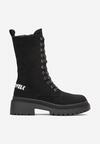 Botine negre cu șiret din imitație de piele întoarsă Sumeir
