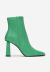 Botine Verzi cu Toc Geometric din Imitatie de Piele cu Fermoar Pena