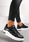 Sneakers Platforma Alb-Negru cu Inserții Sclipicioase Elsalor