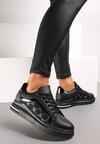 Czarne Sneakersy na Platformie z Brokatowymi Wstawkami Elsalor