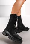 Botine Negre cu Siret pe Talpa Groasa Danarie