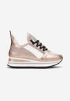 Sneakers Șampanie Platforma cu Șireturi și Sclipici Krisfina