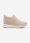 Sneakers bej cu platformă ascunsă și partea superioară elastică din imitație de piele întoarsă Hilovett