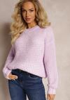 Pulover Liliac Deschis din Tricot Moale cu Împletitură Eleana