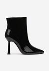 Botine negre geometrice lăcuite cu toc stiletto evazat Liseja