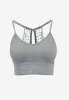 Sutien Bralette Gri cu Dantelă pe Bretele Luciar
