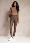 Brązowe Casualowe Spodnie Skinny o Modelującym Fasonie Elovi