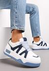 Biało-Niebieskie Sneakersy przed Kostkę na Platformie Inovel