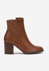 Botine maro cu zirconiu pe toc Fiaceno