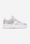 Sneakers Alb-Argintii cu Talpă Groasă Pascova