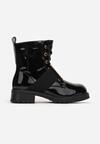 Botine negre lăcuite cu curea și cataramă Pasvila