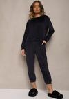 Compleu Dres Catifea Bleumarin cu Bluză și Pantaloni Jogger Mafira