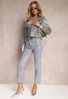 Złote Brokatowe Jeansy Straight High Waist Firase