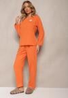 Pomarańczowy Komplet Piżamowy 2-Częściowy Bluza i Spodnie z Gumką w Pasie Jendara