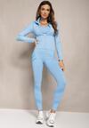 Jasnoniebieski 3-częściowy Komplet w Sportowym Stylu Top Bluza i Legginsy Aburre