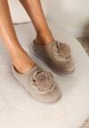 Bej Închis Balerini Slip-on cu Pompon Kanska