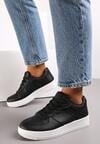 Czarno-Białe Sneakersy Sznurowane na Grubej Podeszwie Taleith