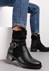 Botine Negre cu Barete Decorative și Pliseuri Cissolt
