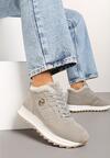 Szare Ocieplane Sneakersy na Platformie Appopis