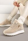 Beżowe Ocieplane Sneakersy na Platformie Appopis