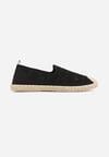 Espadrile Negre Ajour Decorate cu Impletitura pe Talpa si Varf Tarniesa